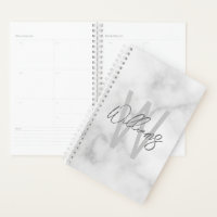 White Marble Script Personalised Monogram and Name