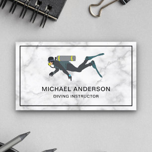 White Marble Scuba Diving Instructor Business Card