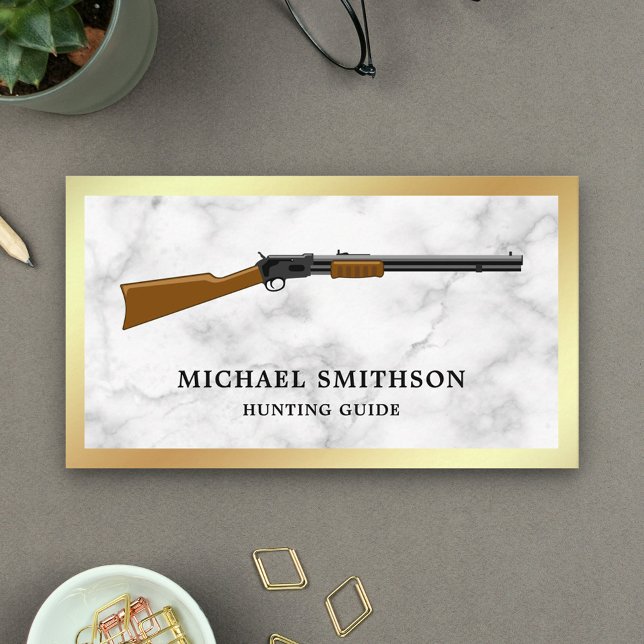 White Marble Shotgun Rifle Gun Shop Gunsmith Business Card (Creator Uploaded)