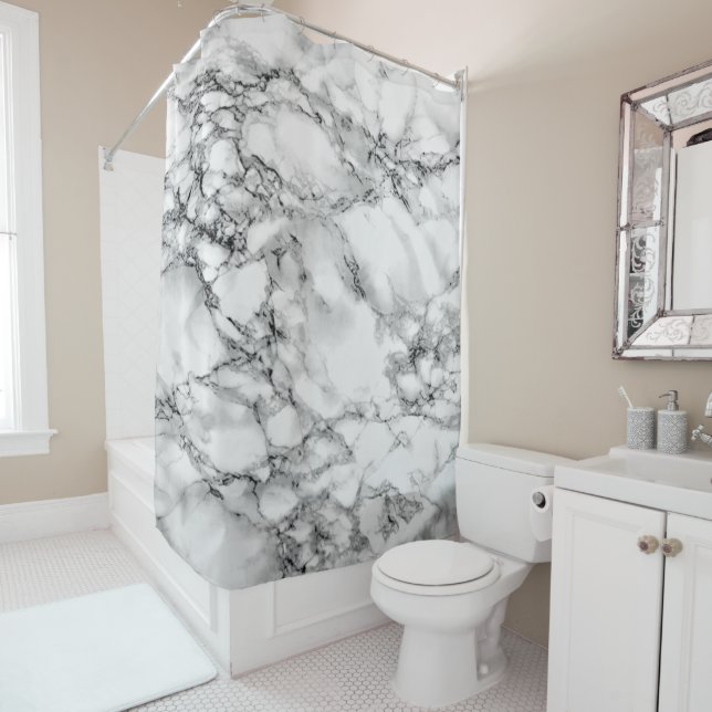 White Marble Shower Curtain (In Situ)