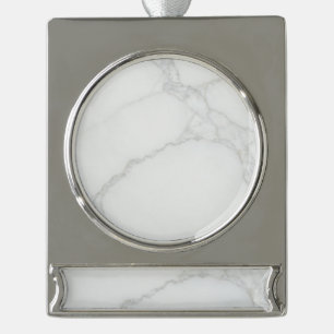 White Marble Silver Plated Banner Ornament