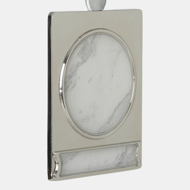 White Marble Silver Plated Banner Ornament (Right)