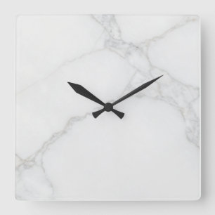 White Marble Square Wall Clock