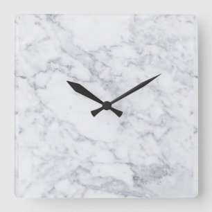 White marble square wall clock