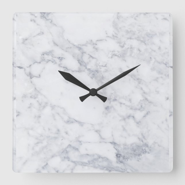 White marble square wall clock (Front)