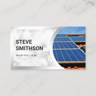 White Marble Steel Rooftop Solar Panels Business Card