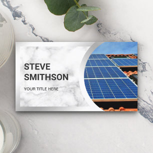 White Marble Steel Rooftop Solar Panels Business Card