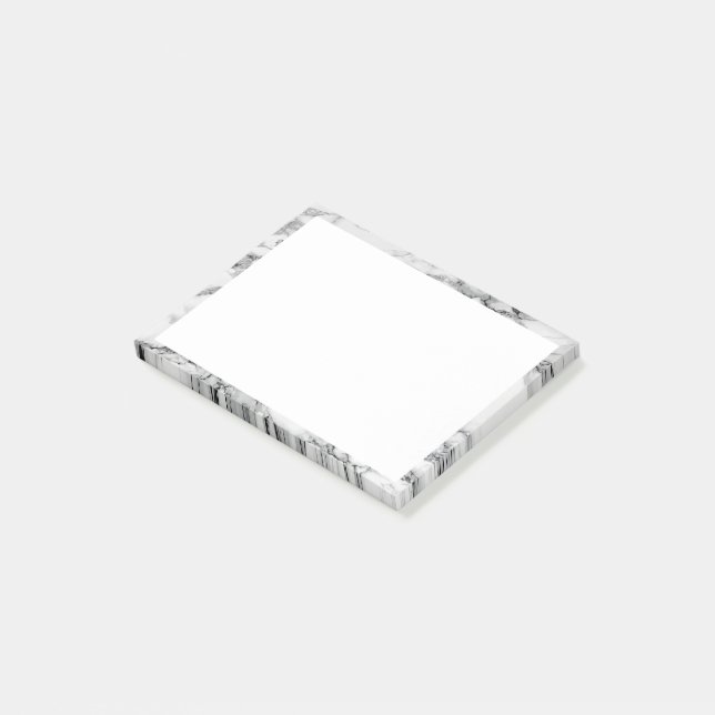 White Marble Sticky Notes Modern Frame Design (Angled)