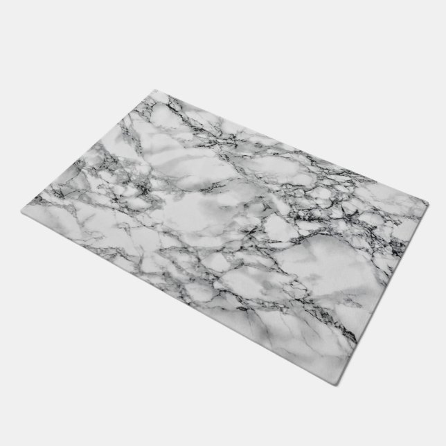 White Marble Stone Doormat - Modern (Angled)