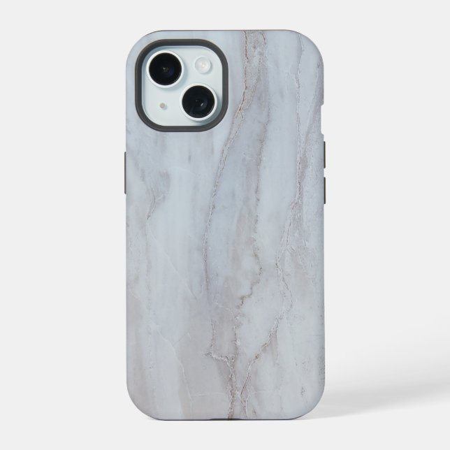 White Marble Stone iPhone 15 Case (Back)