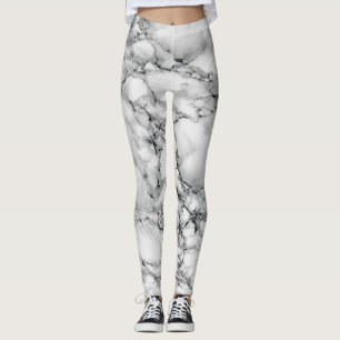 White Marble Stone Modern Leggings