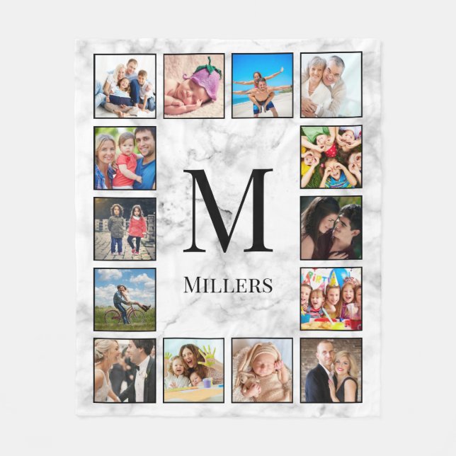 White Marble Stone Pattern Fleece Blanket (Front)