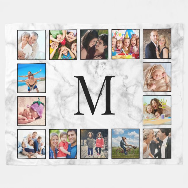 White Marble Stone Pattern Fleece Blanket (Front (Horizontal))