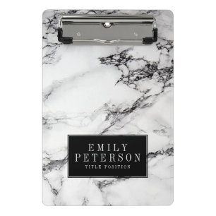 White Marble Stone With Black Background Mini Clipboard