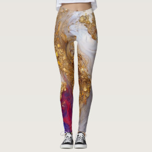 White Marble Swirl with Liquid Gold Leggings
