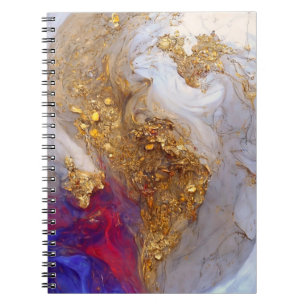 White Marble Swirl with Liquid Gold Notebook