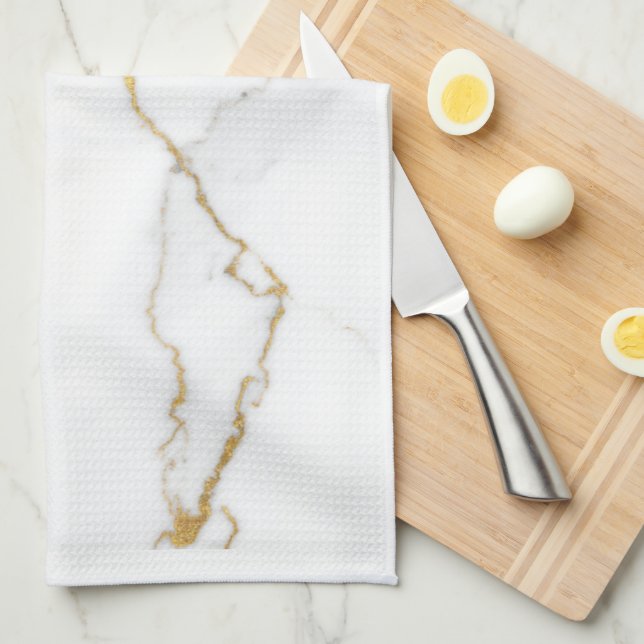  White Marble Tea Towel (Quarter Fold)