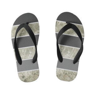 White Marble Texture And Black Pastel colour Custo Kid's Jandals