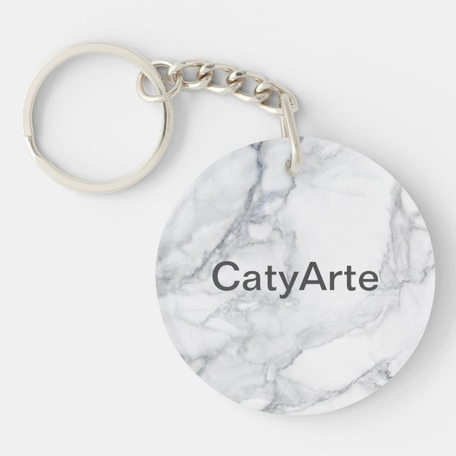 White marble texture key ring (Front)