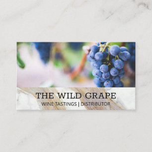 White Marble Texture Wine Grapes Business Card
