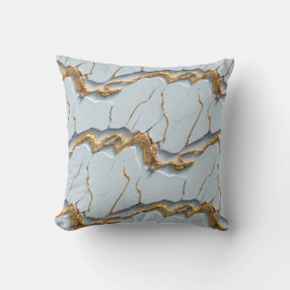 White Marble Texture with Cracked Gold Veins Cushion
