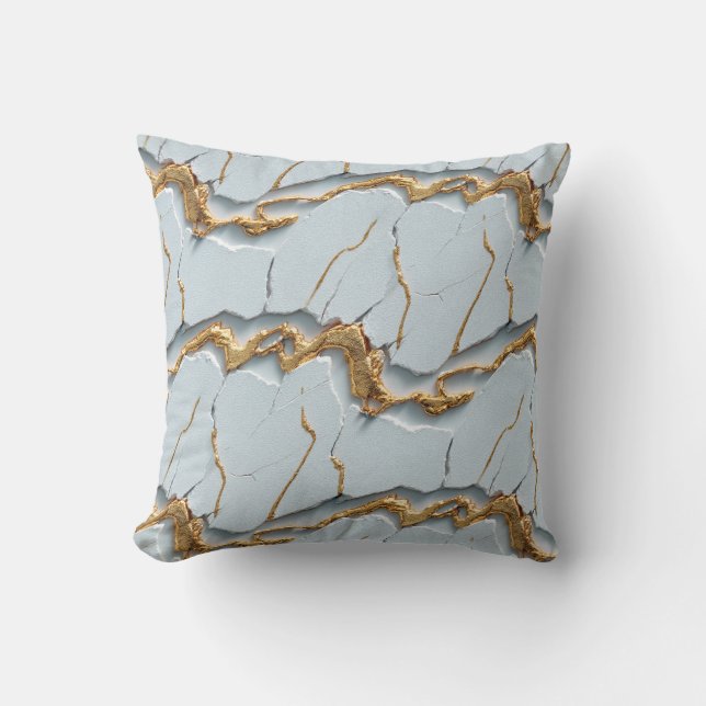 White Marble Texture with Cracked Gold Veins Cushion (Front)