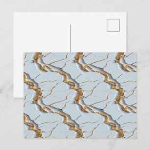 White Marble Texture with Cracked Gold Veins Postcard