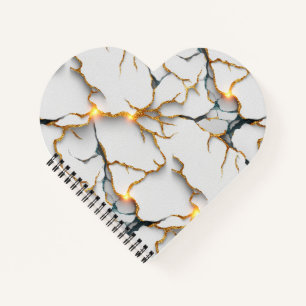 White Marble Texture with Glowing Gold Veins Notebook