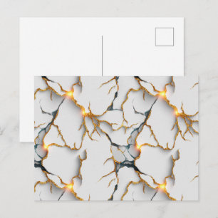 White Marble Texture with Glowing Gold Veins Postcard