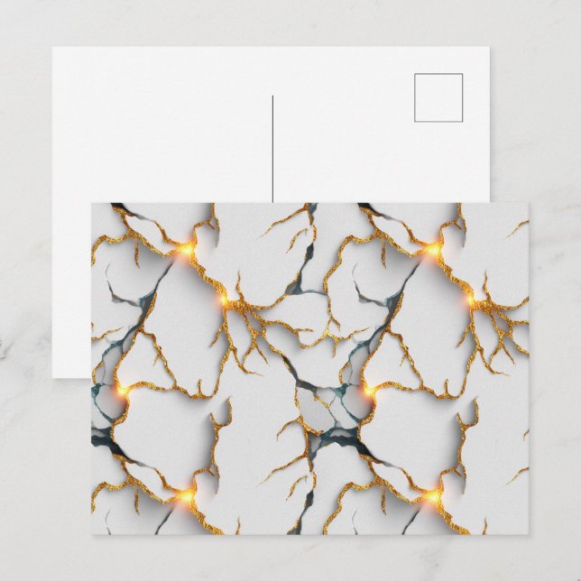 White Marble Texture with Glowing Gold Veins Postcard (Front/Back)