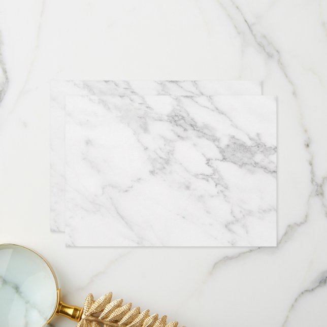 White Marble Thank You Card (Front/Back In Situ)