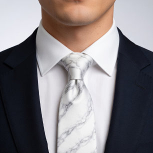 White Marble Tie   Elegant Carrara Stone