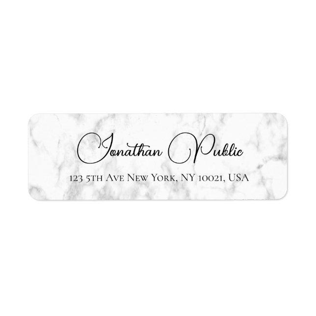 White Marble Typography Template Shipping Address (Front)