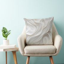 White Marble Wave Pillow – Modern Elegant Decor