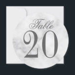 White Marble Wedding Circle Table Number<br><div class="desc">Wedding Circle Table Number Card
features title "Table" in grey elegant script font style with table number in grey serif font style on white marble background.

Also perfect for bridal shower,  rehearsal dinner,  birthday party,  restaurants,  special occasions parties and events.</div>