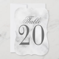 White Marble Wedding Table Number