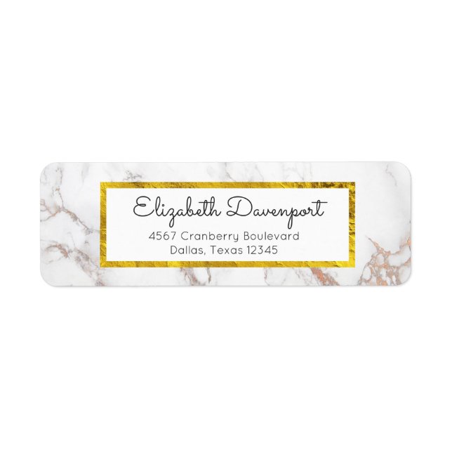 White Marble with Faux Gold Foil Frame (Front)