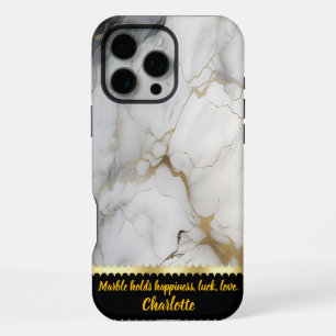 White marble with fine gold veins iPhone 16 pro max case