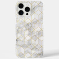 White Marble with Gold Cube Pattern