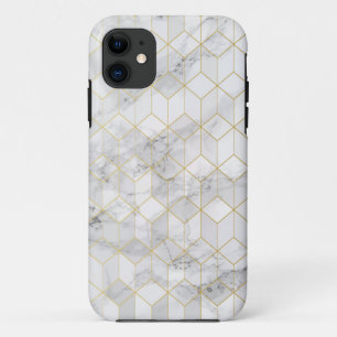 White Marble with Gold Cube Pattern Case-Mate iPhone Case