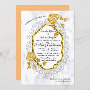 White marble with gold decor invitation