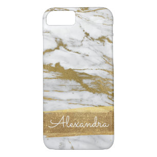 White Marble with Gold Foil and Glitter Case-Mate iPhone Case