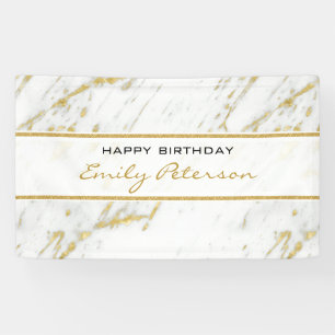 White Marble With Gold Glitter Banner