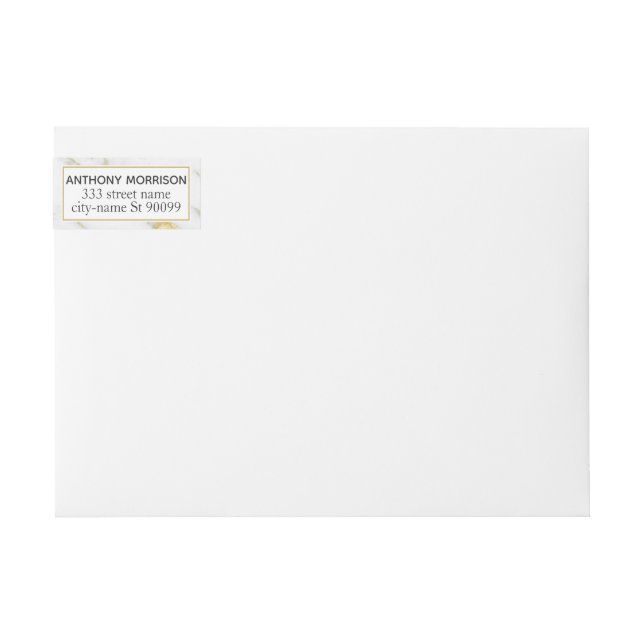 White Marble With Gold Glitter Pattern Wrap Around Label (Front)