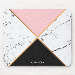 White Marble With Golden  Lines Mouse Pad