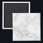White Marble with Personalised Monogram and Name Magnet<br><div class="desc">Add a touch of unique style to your home decor with this White Marble with Personalised Monogram and Name Magnet featuring monogram and name in grey modern sans serif font style on white marble background. Perfect as housewarming gift, wedding gift, holiday gift, family reunion gift and gift for any special...</div>