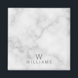 White Marble with Personalised Monogram and Name Magnet<br><div class="desc">Add a touch of unique style to your home decor with this White Marble with Personalised Monogram and Name Magnet featuring monogram and name in grey modern sans serif font style on white marble background. Perfect as housewarming gift, wedding gift, holiday gift, family reunion gift and gift for any special...</div>