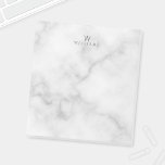 White Marble with Personalised Monogram and Name Notepad<br><div class="desc">Add a touch of unique style to your desk with this Classy Elegant White Marble Pattern Notepad
featuring monogram and name in grey modern sans serif font style on white marble background.</div>