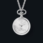 White Marble with Personalised Monogram and Name Watch<br><div class="desc">White Marble with Personalised Monogram and Name Gift featuring monogram and name in grey modern sans serif font style on white marble background. Perfect as bridesmaids and groomsmen gift, holiday gift, family reunion gift and gift for any special occasions. Please note: The marble details are simulated in the artwork. No...</div>