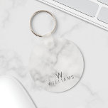 White Marble with Personalized Monogram and Name Key Ring<br><div class="desc">White Marble with Personalized Monogram and Name Gift
featuring monogram and name in grey modern sans serif font style on white marble background.

Perfect as bridesmaids and groomsmen gift,  holiday gift,  family reunion gift and gift for any special occasions.</div>